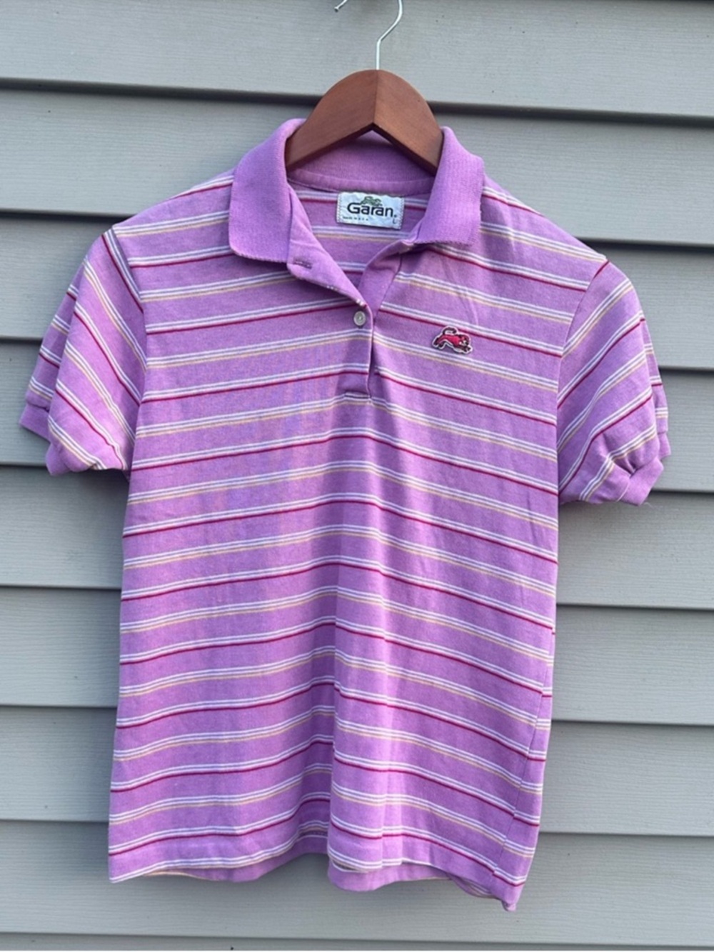 Vintage pink stripe Garan polo shirt youth large